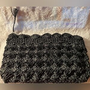 Vintage Sisale  Black  Crochet Clutch Made in Japan